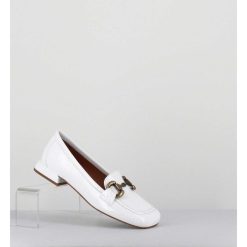 New Garrice Mocassins 60S En Cuir Vernis Blanc - Lake Naplak Bianco