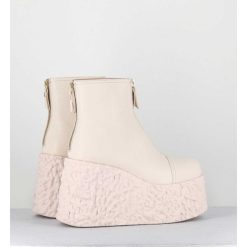 Hot Garrice Boots En Cuir Creme Zip Avant&Arriere - Lava Ice