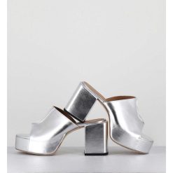 Online Garrice Mules A Plateforme En Cuir Metallise Argent - 1Gs444 Rabat Argento