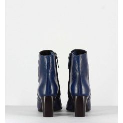 New Garrice Bottines Petit Talons En Cuir Marine F568 - Garrice Lab