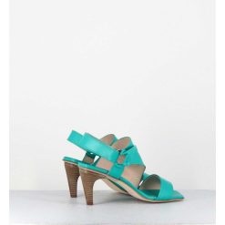 Online Garrice Sandales Asymetriques A Talon En Cuir Turquoise - Cati Shady Smeraldo