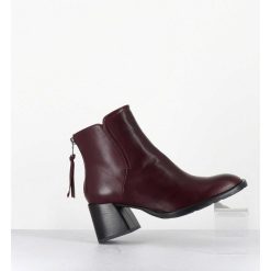 New Garrice Boots Courtes En Cuir Souple Bordeaux - W230427 Seta Rubino