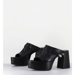 Online Garrice Mules A Plateforme Pointu En Cuir Noir - M6415 Vanity Nero