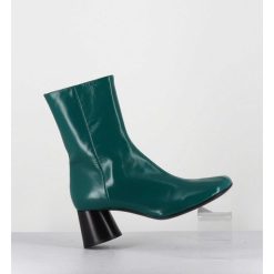 Hot Garrice Boots En Cuir Brillant Vert Talon Geometrique - Dani04 Glaze Selva