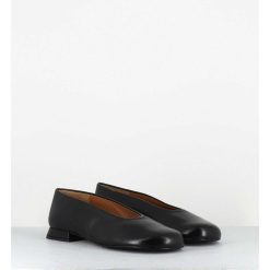 Hot Garrice Ballerines Minimalistes En Cuir Souple Noir - Paola Black Nappa