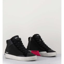 Hot Garrice Sneakers Hautes Cuir Noir & Zip - Distressed High Black