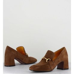 New Garrice Mocassins 70S A Talon En Daim Camel Bout Carre - Acero