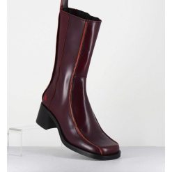 Online Garrice Boots Bout Carre Bordeaux & Surpiqures Orange - Mariela Burgundy Boots