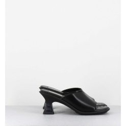 Online Garrice Mules En Cuir Noir Talon Plexi - Synthia Black Sandals