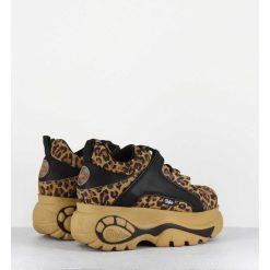 New Garrice Sneakers Cuir Imprime Leopard A Plateforme Buffalo Original - 1339 Leo Beige