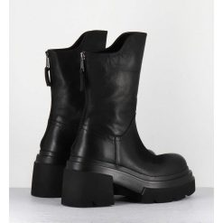 New Garrice Boots Chunky En Cuir Noir - E3733 Boston Nero