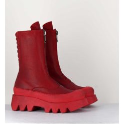 Hot Garrice Boots En Cuir Souple Rouge A Zip - 2682 Rosso