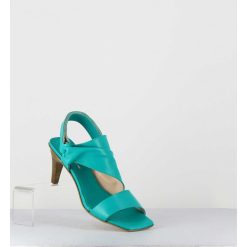 Online Garrice Sandales Asymetriques A Talon En Cuir Turquoise - Cati Shady Smeraldo