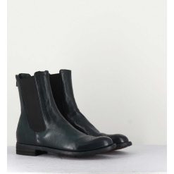 New Garrice Boots Plates En Cuir Vert Sombre, Elastique & Bout Fleuri - Lexikon099 Frenchlover