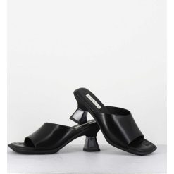 Online Garrice Mules En Cuir Noir Talon Plexi - Synthia Black Sandals