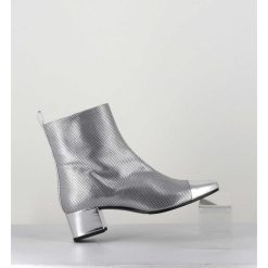 Online Garrice Boots En Cuir Gaufre Argent Details Miroir - Estime Bis Argent