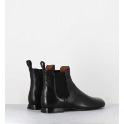 Clearance Garrice Boots Plates En Cuir Souple A Elastiques - Poura Black Nappa