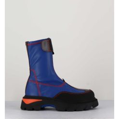 Hot Garrice Boots En Cuir Stretch Bleu Cobalt & Orange - Danica Blue Boots