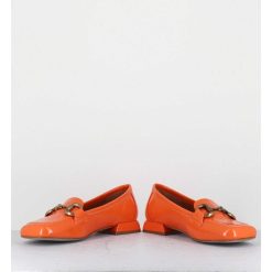 Wholesale Garrice Mocassins 60S En Cuir Vernis Orange - Lake Naplak Arancio