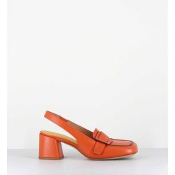 New Garrice Mocassins Slingback A Talon En Cuir Orange 70S - S242234 Remuve Orange