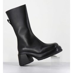 Online Garrice Boots Chunky En Cuir Noir Look 90S - Cassia Black Boots