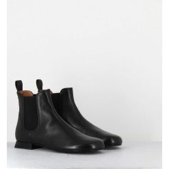 Clearance Garrice Boots Plates En Cuir Souple A Elastiques - Poura Black Nappa