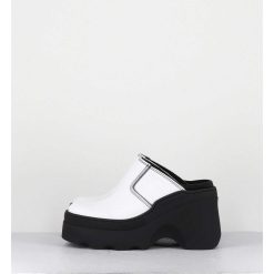 Online Garrice Mules Compensees Cuir Blanc 90S Wedge - Mirabella White Mules