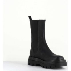 Clearance Garrice Boots Chelsea Bout Carre Cuir Noir - Diwan Nero