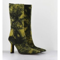 New Garrice Boots Talon Haut & Bout Carre En Cuir Jaune & Noir Acide - Noor Yellow Boots