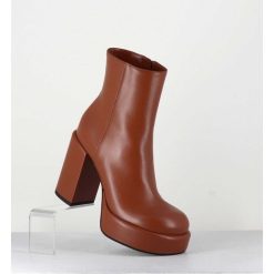 Clearance Garrice Boots 70S En Cuir Marron - Aiko Nappa Luggage