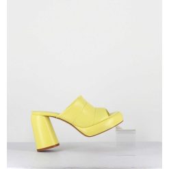 Clearance Garrice Mules A Plateforme En Cuir Jaune - Erika02 Glaze Limone