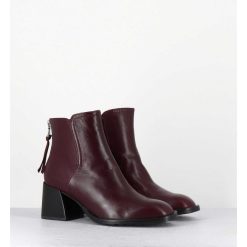 New Garrice Boots Courtes En Cuir Souple Bordeaux - W230427 Seta Rubino