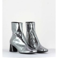 Online Garrice Boots En Cuir Froisse Metallise Argent - Odile02 Metal