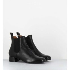 Clearance Garrice Boots En Cuir Souple Noir Petit Talon & Elastiques - Cesaria Black Nappa