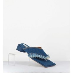 Best Garrice Mules Tong En Jean Petit Talon - Pythia Denim Sandals