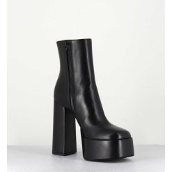 Best Garrice High Platform Black Leather Boots - Sablan Nero