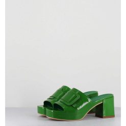 Wholesale Garrice Mules A Plateforme Petit Talon Vernis Vert - 11532 Vetro Mela