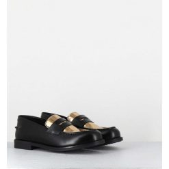 Online Garrice Mocassins En Cuir Glace Noir & Or - Al103 Nero Oro