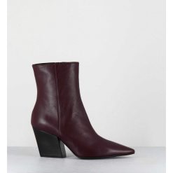 New Garrice Boots Bout Pointu En Cuir Prune Talon Biseaute - Swan Nappa Mogano