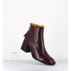 New Garrice Boots Courtes En Cuir Souple Bordeaux - W230427 Seta Rubino