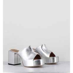 Online Garrice Mules A Plateforme En Cuir Metallise Argent - 1Gs444 Rabat Argento