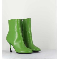 New Garrice Boots En Cuir Vert A Talon Fin - Lidia 095 Green