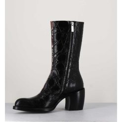 Hot Garrice Bottines Esprit Santiags En Cuir Naplak Noir Impression Croco - 15617 Birmania Nero