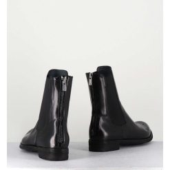 Wholesale Garrice Boots Plates En Cuir Noir, Elastique & Bout Fleuri - Lexikon099 Nero