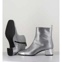 Online Garrice Boots En Cuir Gaufre Argent Details Miroir - Estime Bis Argent