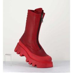 Hot Garrice Boots En Cuir Souple Rouge A Zip - 2682 Rosso