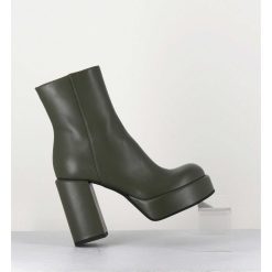 Online Garrice Boots 70S En Cuir Khaki - Aiko Nappa Oberoy