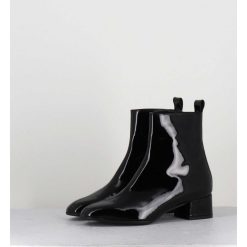 Hot Garrice Boots 60S En Cuir Vernis Noir - Jane Vernice Nero