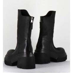 New Garrice Boots Chunky En Cuir Noir - E3733 Boston Nero