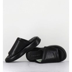 Wholesale Garrice Mules Minimalistes Semelle Epaisse En Cuir Souple Noir - M23E Rombo Nero